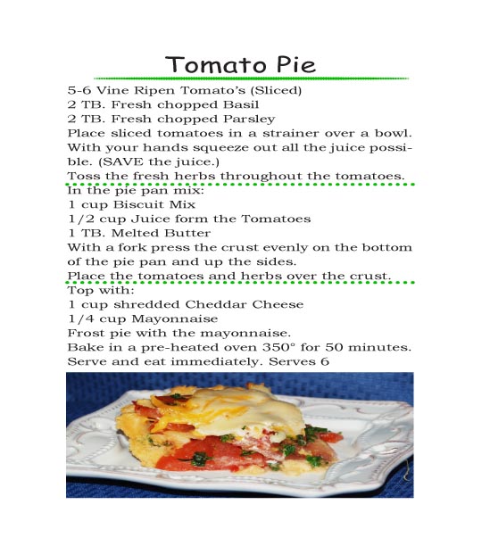 Tomato Pie Leaf's Favorite Foods